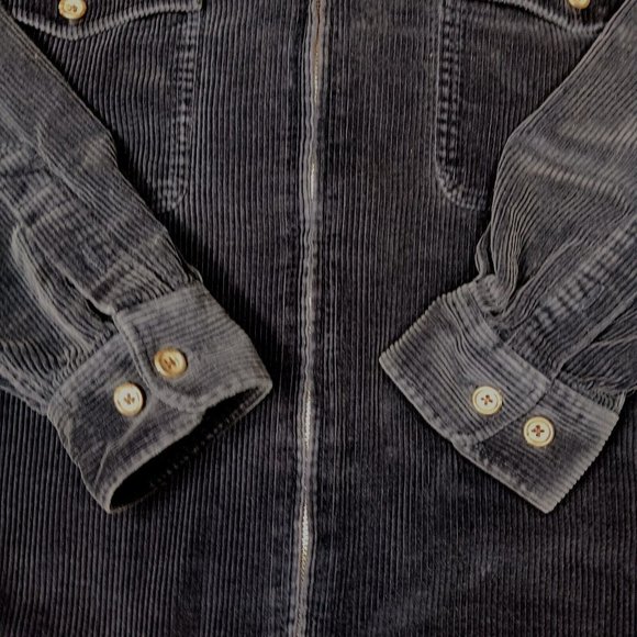 Lauren Ralph Lauren Womens Large Shirt Jacket Blue Corduroy Wide Wale Oversized - Picture 7 of 10